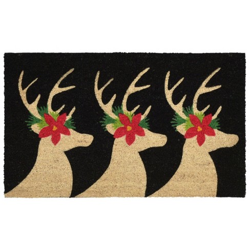 Briarwood Lane Checkered Deer Winter Natural Fiber Coir Doormat W : Target