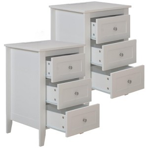 GustoWave 3 Drawer Nightstand Dresser, Wooden End Table Bedside Table for Living Room, Bedroom, White - 1 of 4
