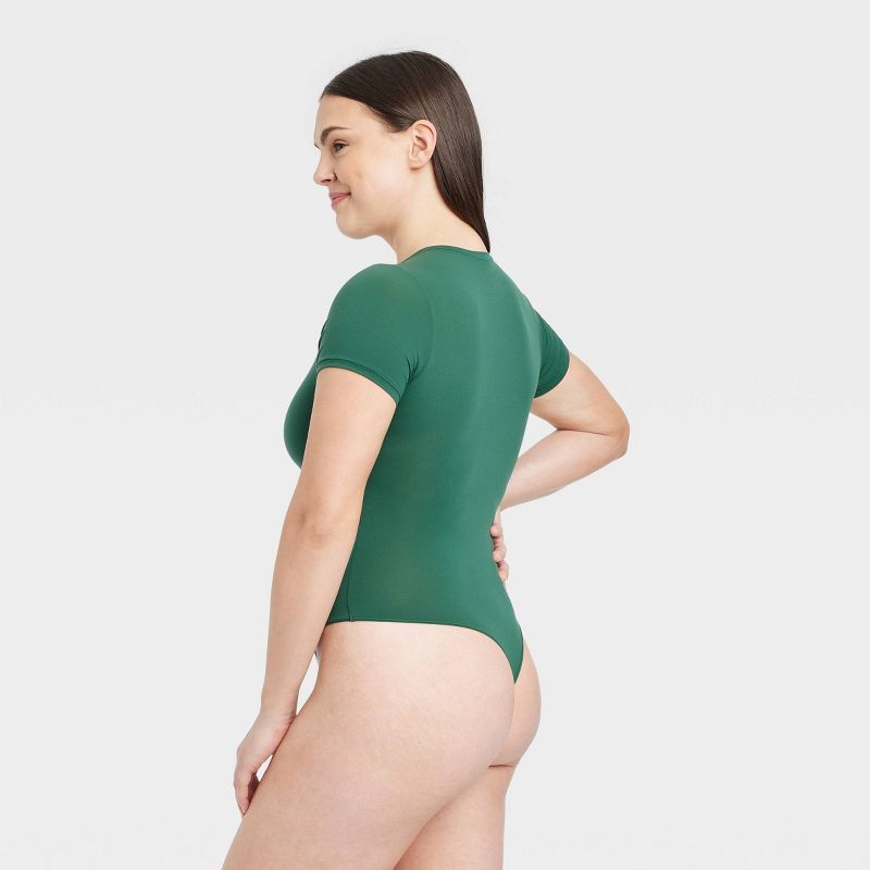 Women's 4-Way Stretch Short Sleeve Bodysuit - Auden™ Green, 6 of 7