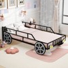 Costway Twin Car-Shaped Metal Bed Frame with Wheels Decorations Safety Guardrails - 4 of 4