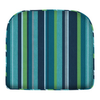 Stripe Poolside Recycled Fiberfill Weather Resistant Rounded Seat Cushions (2-Pack)