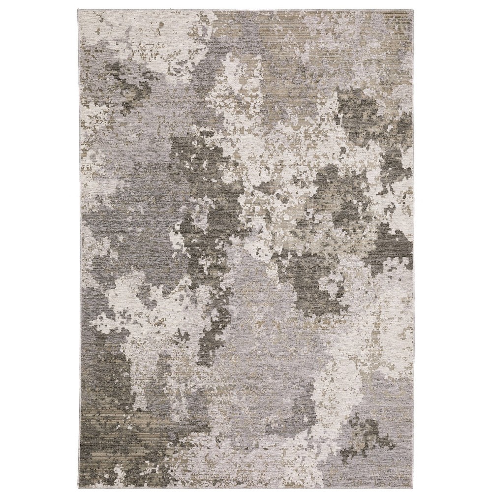 Photos - Area Rug 6'7"x9'6" Nirvan Distressed Abstract Indoor  Ivory - Captiv8e Desi