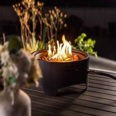 DOMETOUR 15 inch Outdoor Portable Propane Fire Pit, Tabletop Fire Pit with Quick Connect Regulator