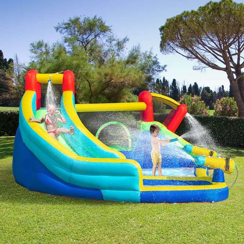 Outsunny 5-in-1 Inflatable Water Slide Kids Bounce House Water Park Includes Trampoline Slide Water Pool Cannon Climbing Wall with Carry Bag, 3 of 7