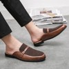 Santimon Men's Suede Mules Slip-On Leather Formal Casual Buckle Straps Open Back Clogs Brown - 4 of 4
