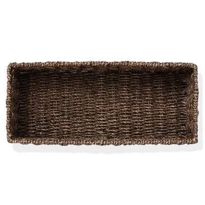 Espresso Seagrass Rectangular Storage Baskets, Set of 2
