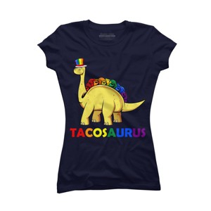 Adult Design By Humans Tacos Dinosaur Tacosaurus Rainbow Pride By JuTrading T-Shirt - 1 of 2