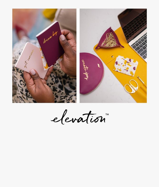 "Elevation" brand mini notebooks, pouches, and more desktop accessories.