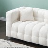 CAVINAS Teddy Fleece Loveseat Sofa with 2 Throw Pillows, Vintage Sofa Couch with Sturdy Hardware Foot Support for Living Room, Bedroom - 3 of 4