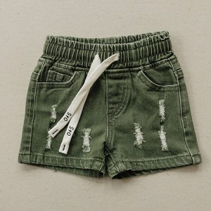 Kids Jay Distressed Denim Shorts - Olive + Scout - 1 of 4