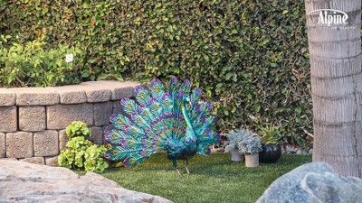 Vibrant Multicolor Metal Peacock Lawn Decoration, 32"