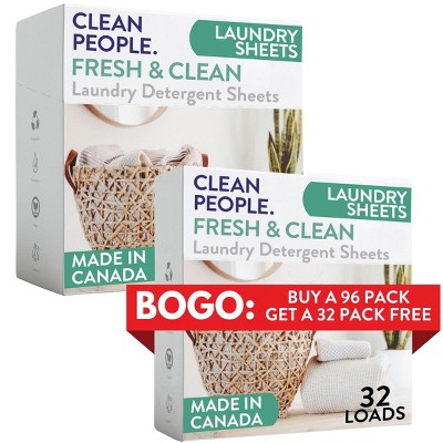 Clean People Laundry Detergent Sheets - Laundry Soap - Ultra Concentrated, Recyclable Packaging, Stain Fighting
