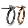 Slickblue Butterfly Design Ring, Stainless Steel Women's Jewelry, Two-Tone Finish, Clear Crystals, Sizes 5-10 - 4 of 4