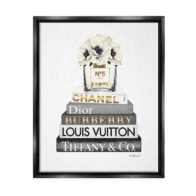 Stupell Industries Black Heels Gold White Bookstack Glam Fashion Design  Black Floater Framed Canvas Wall Art, 16 X 20 : Target