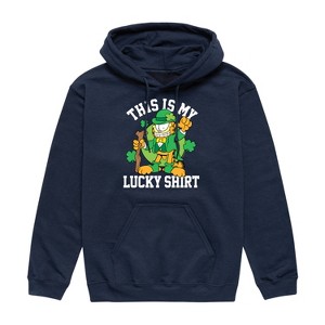 Men's - Garfield - This is My Lucky Shirt St. Patrick's Day Graphic Fleece Pullover Hoodie - 1 of 4