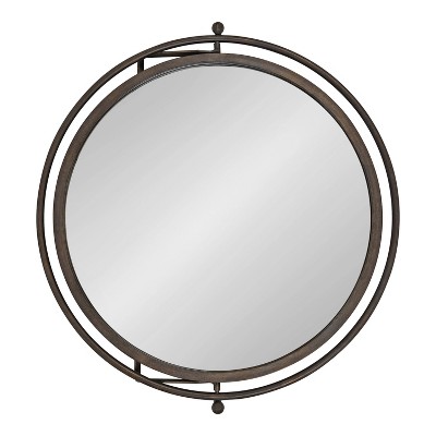 Elegant Silver Round Swivel Vanity Mirror with Rustic Charm