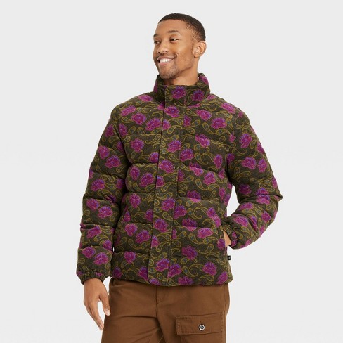 Floral print puffer jacket hotsell