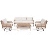 Whisen 5-Person Outdoor Sectional Wicker Sofa Set with Swivel Chairs for Poolside Backyard Deck - 4 of 4