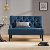 SKRAN Nicole KD Settee for Living Room or Apartment - Navy Blue Fabric Upholstered with Flared Birch Wood Legs and Button-Tufted Backrest - 2 of 4