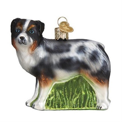 Old World Christmas Glass Blown Christmas Ornament, Australian Shepherd (With OWC Gift Box)