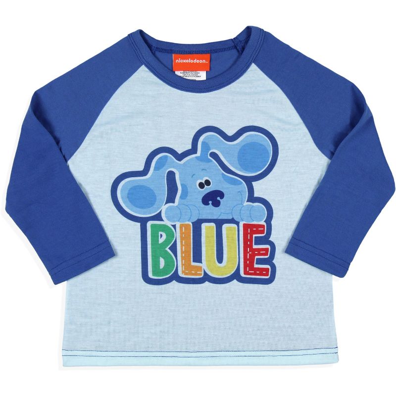 Nickelodeon Toddler Boys' Blue's Clues Sleep Raglan Shirt Pant Pajama Set Blue, 2 of 4