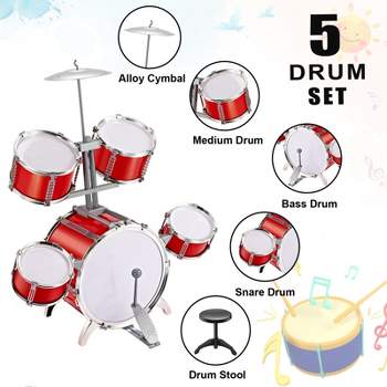 Contixo Rock 'n' Roll Drum Set for Kids - 5-Piece Musical Fun Kit for Little Rockstars (Ages 3-7)
