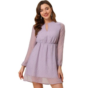 INSPIRE CHIC Women's Choker V Neck Vintage Flared Gilding Metallic Shiny Star A-Line Dress - 1 of 4