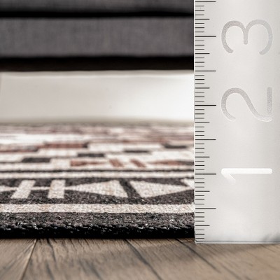 Beige 4' x 6' Reversible Synthetic Medallion Area Rug