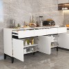 Famapy White Modern 4 Doors Sideboard Buffet With 4 Storage Drawers - 4 of 4