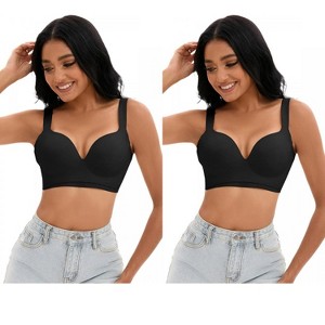 INSPIRE CHIC 2 Pcs Women's Wirefree U Back Adjustable Straps Comfort Push Up Bras - 1 of 4