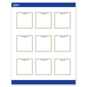 Avery Printable Square Cards, Gold & Navy Border with Florals, 2.5" x 2.5", Matte White Square Cards, Laser/Inkjet, 90ct, Great for Business Cards - 1 of 4