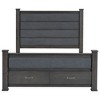 Queen Size Platform Bed with Upholstered Headboard, Footboard and 2 Drawers, Antique White/Antique Gray-ModernLuxe - 4 of 4