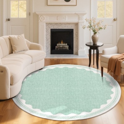 Washable Scalloped Rug Modern Neutral Living Room Rugs
