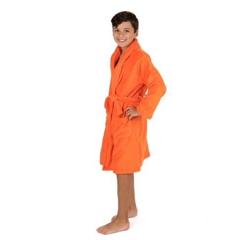 Leveret Kids Shawl Collar Fleece Robe Orange 5 Year