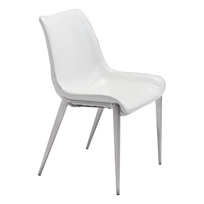 Set of 2 Encanto Dining Chairs White/Silver - ZM Home