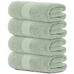 White Classic Luxury 100% Cotton Bath Towels Set of 4 - 27x54" - 1 of 4
