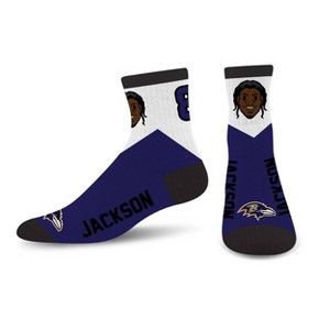 NFL Baltimore Ravens L Jackson Bobble Youth Socks: Cushioned Heel & Toe, Knit Fabric - 1 of 3