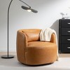 KINWELL Modern Top Grain Genuine Leather Swivel Armchair with Pillow - 4 of 4