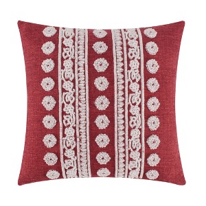 Khotan Red Embroidered Red Pillow - Levtex Home - 1 of 3