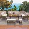 Modern Minimalist Patio Sectional Sofa Set,Woven Rope L-Shaped Outdoor Couch,Garden Furniture Sofa Set with Coffee Table and Cushions-Coolbibila - 2 of 4