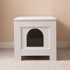 31.50"Cat Litter Box Enclosure, Litter Box Furniture Hidden with Barn Door, Wooden Cat Washroom Furniture, Cat House, Greige - 4 of 4