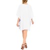 LA LEELA Women's House Daily Routine Evening Wear Vacation Casual Dailywear Plus Size Holidaysuit Cover Ups for Women 2X-3X White, Solid - 4 of 4