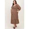 Pinkblush Mocha Floral Smocked Long Sleeve Maternity Plus Maxi Dress - 3 of 4