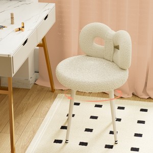 Swivel Vanity Chair with Back for Girls, Kids Bedroom Chair No Wheels, Makeup Chair with Cute Bow Backrest - 1 of 4