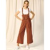 Allegra K Women's High Waist Wide Leg Belted Button Long Overalls Jumpsuit - 3 of 4