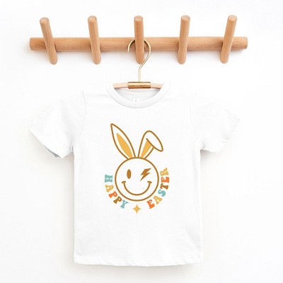 The Juniper Shop Happy Easter Smiley Lightning Bolt Toddler Short Sleeve Tee