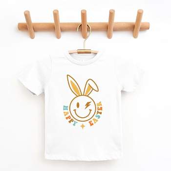 The Juniper Shop Happy Easter Smiley Lightning Bolt Toddler Short Sleeve Tee
