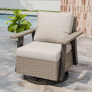 EAGLE PEAK Classic 360° Swivel Rocker Patio Chair with Thick Cushions, All-Weather Wicker Outdoor Lounge Glider - 1 of 4