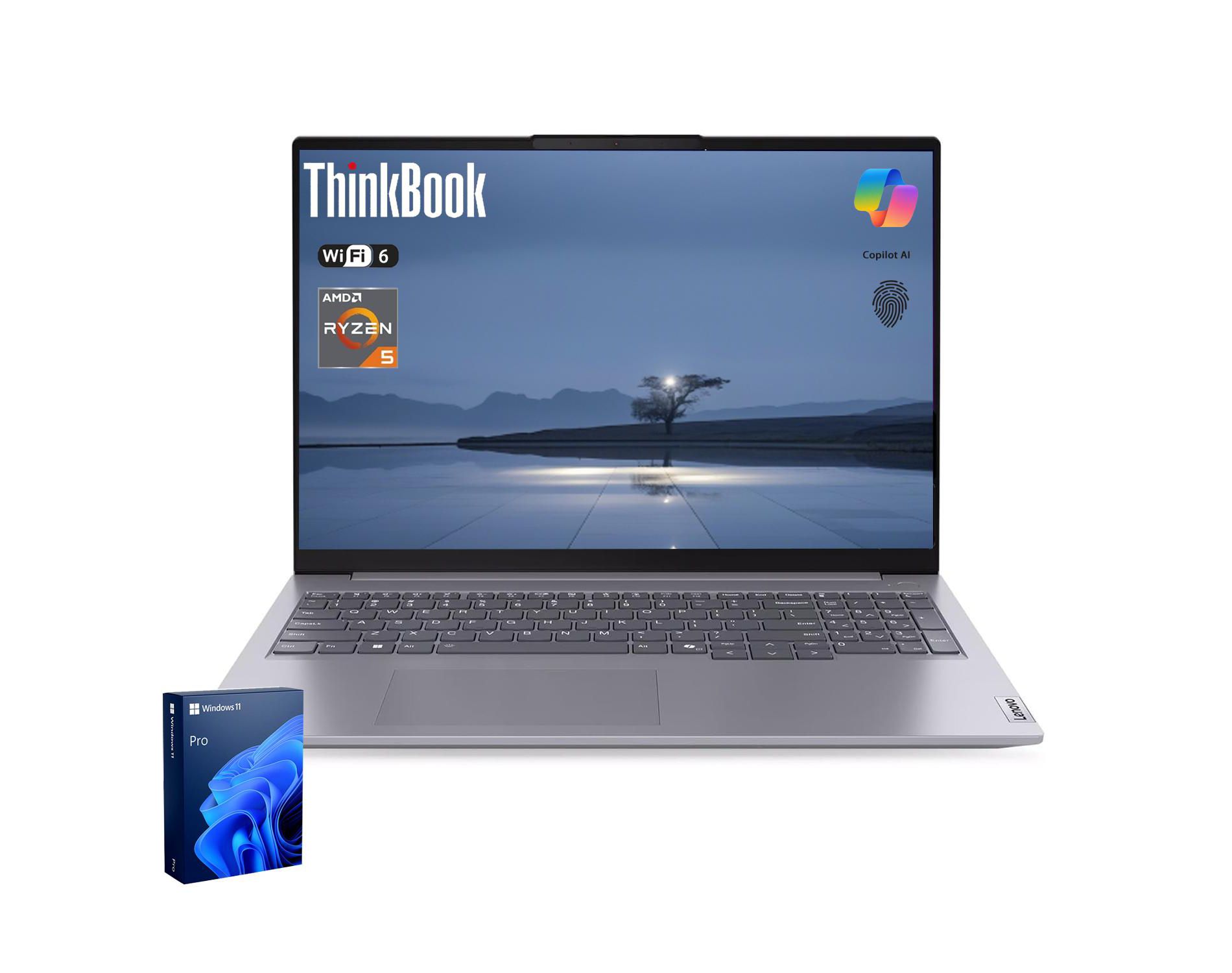 Lenovo ThinkBook 16 Gen 7, 16" FHD+ 60Hz, Ryzen 5 7533HS, Radeon Graphics, 16GB DDR5, 1TB SSD, Wi-Fi 6, Windows 11 Pro, Grey