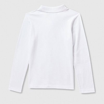 Cat & Jack Girls' 2pk Adaptive Long Sleeve Uniform Polo Shirts - Cat & Jack™ White S — фото 2